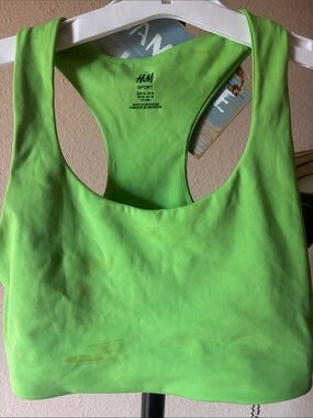 H&M Bright Lime Green Racerback Sports Bra